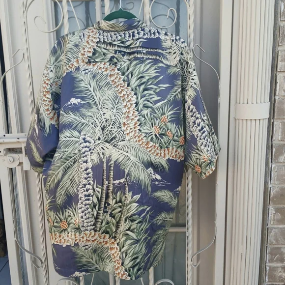 Tommy Bahama Silk Button-up Hawaiian Tropical Green Men Size Large - Picture 6 of 16